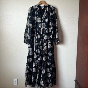 Boho Black & White Floral Dress